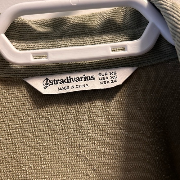 Olive Green Corduroy Button-Up Shirt Jacket - Picture 2 of 3